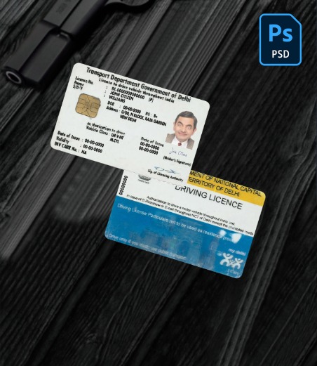 India (Delhi) driving license PSD